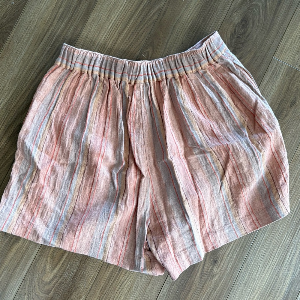 Madewell Clean Pull-On Shorts In Ground Clay Linen Cotton Blend Women Sz S EUC - Picture 4 of 5